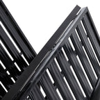 Garden Sanctuary metal folding bed frame with secure buckle design, shown assembled with sturdy metal construction and locking mechanisms.