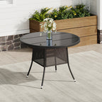 Brown/Black Outdoor Table with Parasol Hole