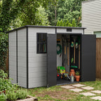 4 x 8 ft Plastic Garden Storage Shed with Pent Roof & Lockable Door