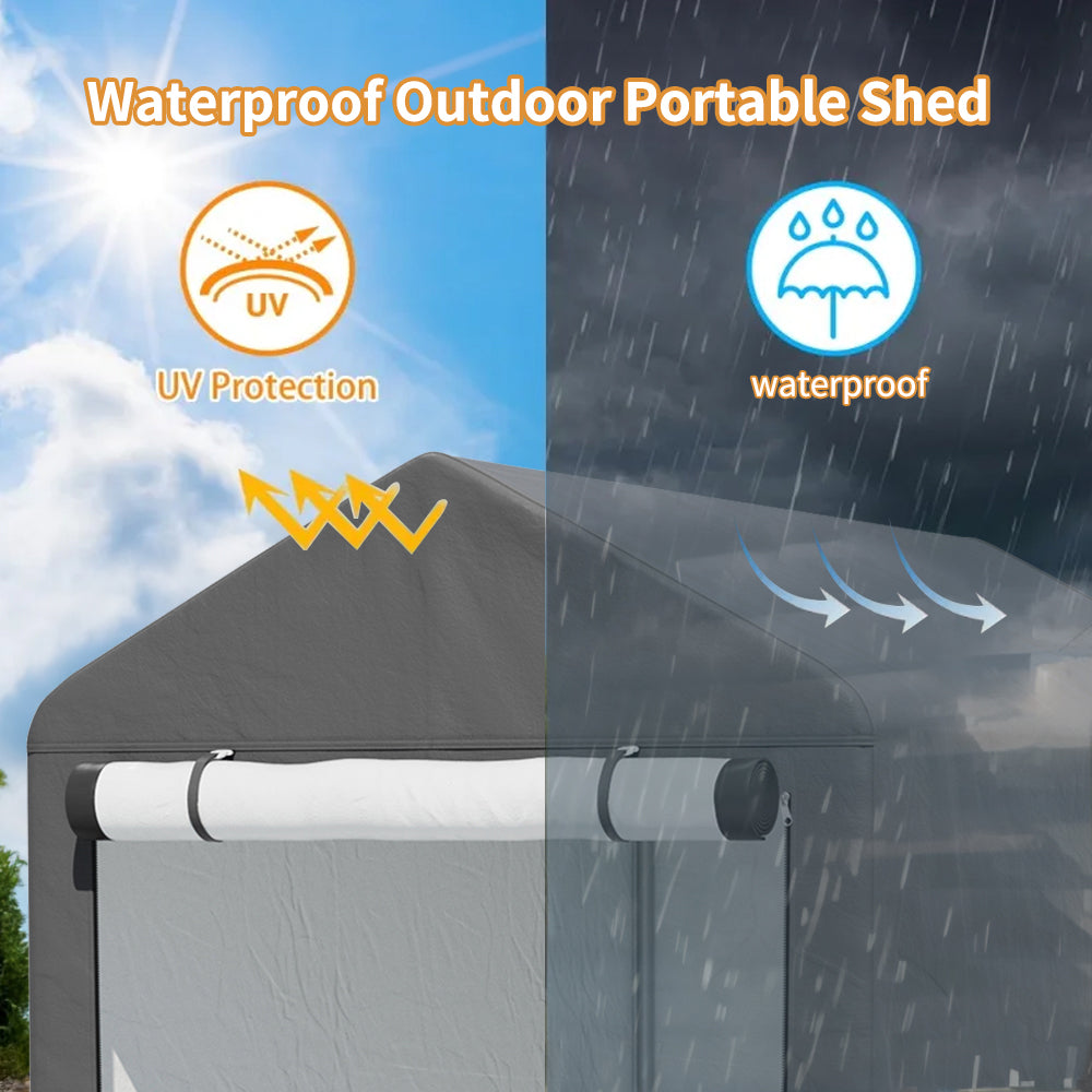 3 x 5 ft Portable Garden Storage Shelter with Roll-Up Door