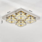 Select Dimmable Option Square Large-size Glamourous Crystal LED Ceiling Light