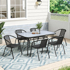 Garden Tempered Glass Wood Grain Coffee Table With Parasol Hole