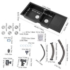 Double Bowl Quartz Resin Composite Kitchen Sink with Waste Kit