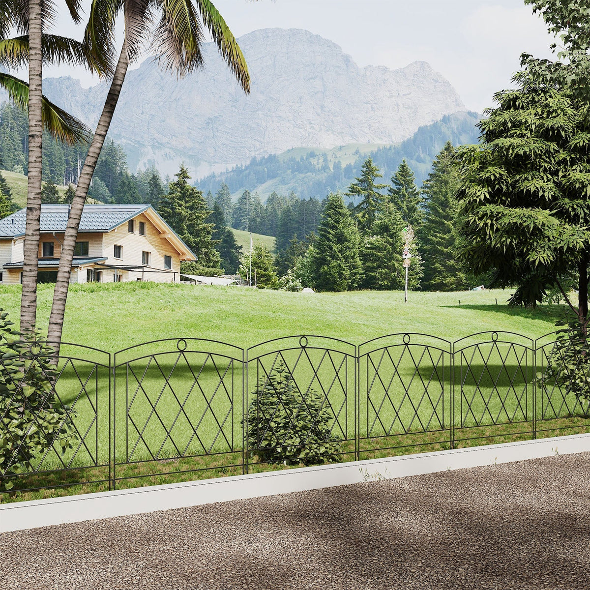 5 Pack Black Metal Garden Border Fence Panels