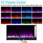 Modern L-Shape Recessed Electric Fireplace with Remote