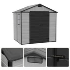 8 x 6 ft Plastic Garden Storage Shed with Apex Roof & Double Doors
