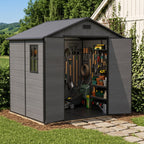 8 x 6 ft Plastic Garden Storage Shed with Apex Roof & Double Doors