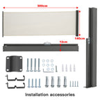 Beige Outdoor Retractable Privacy Side Awning
