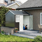 8 x 6 ft Metal Garden Storage Shed with Apex Roof & Double Doors