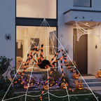 Outdoor Giant Halloween Spider Web Decoration with Scary Spider