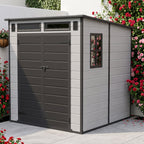 6 x 6 ft Plastic Garden Storage Shed with Pent Roof & Padlockable Doors