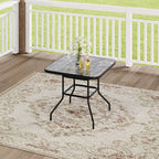 Black Garden Square Marble Patio Table With Umbrella Hole