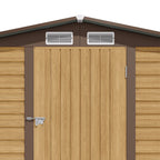 6 x 4 ft Wood Effect Galvanised Steel Garden Storage Shed with Apex Roof