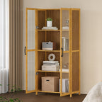 4-Tier Narrow Bookcase Storage Cabinet with Acrylic Door