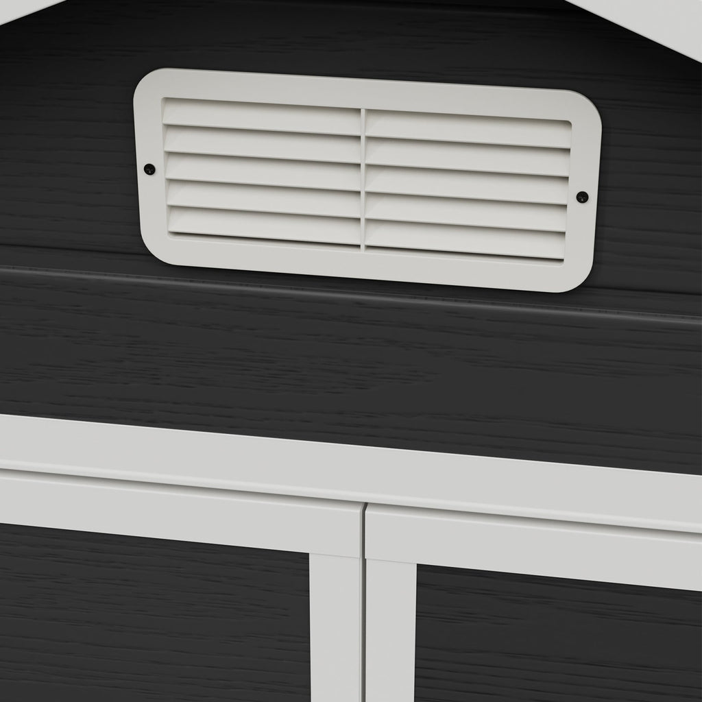 6 x 8 ft Plastic Garden Storage Shed with Apex Roof & Lockable Double Doors