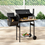 Portable Outdoor Charcoal BBQ Grill with Offset Smoker