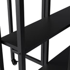 Folding Dining Table with Wheels and Storage Shelves