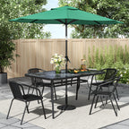 Black Garden Square Marble Patio Table With Umbrella Hole