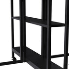 Folding Dining Table with Wheels and Storage Shelves