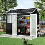 8 x 6 ft Metal Garden Storage Shed with Apex Roof & Double Doors
