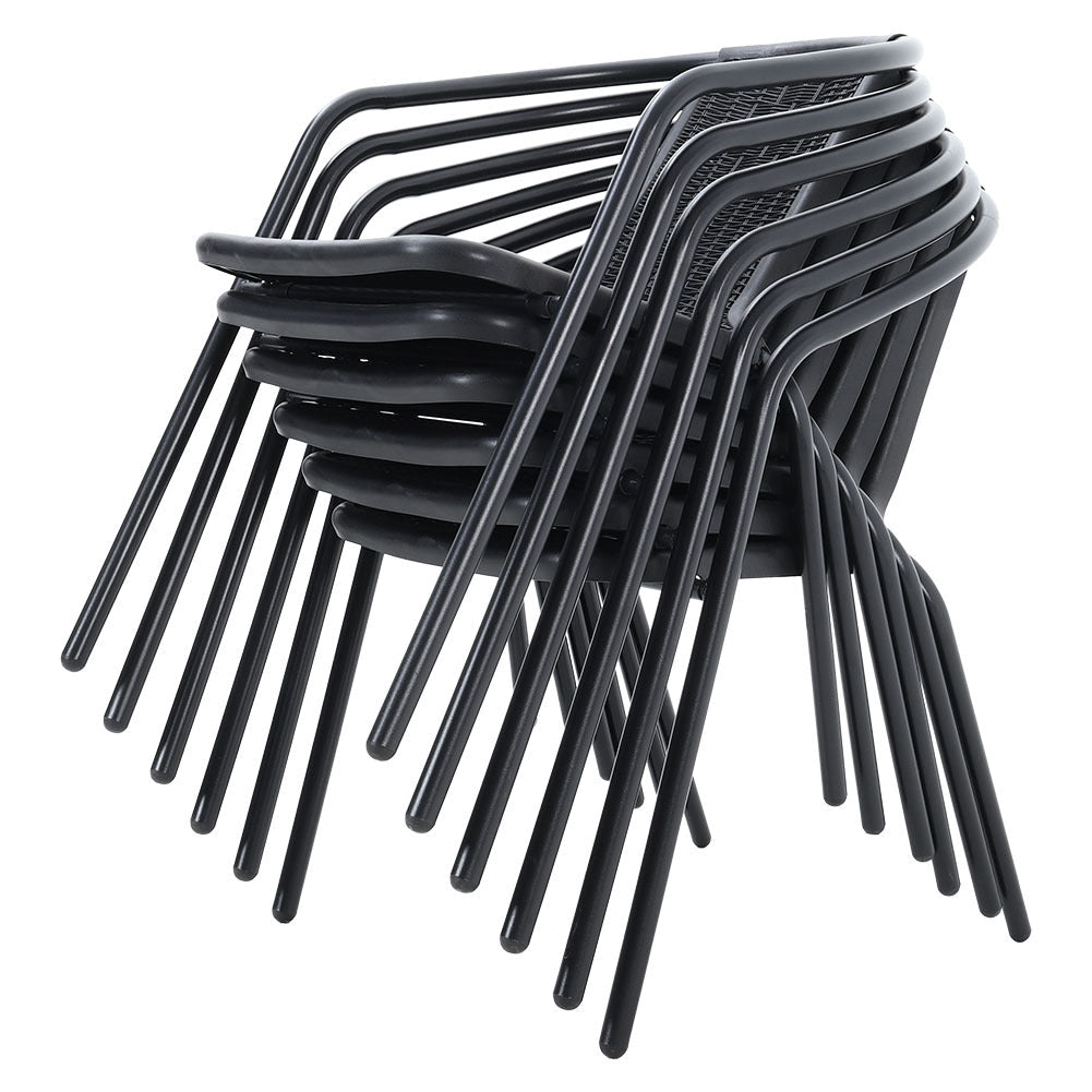 6 Pcs Black Outdoor Dining Chairs
