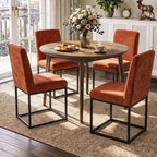 Set of 2 Garden Sanctuary chenille upholstered dining chairs with black metal legs, featuring plush fabric and modern design.