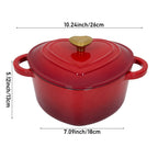 Enamelled Cast Iron Heart-Shaped Dutch Oven Pot with Lid