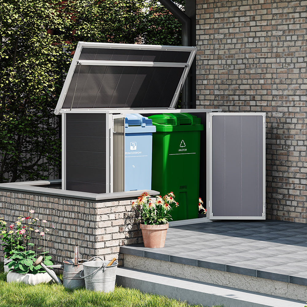 5x2ft Grey Aluminum Alloy Garden Bin Storage Shed