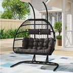 Outdoor Hanging 2-Seater Swing Chair Egg Chair with U-Shaped Stand
