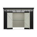 10 x 8 ft Metal Garden Storage Shed with Flat Roof & Double Doors