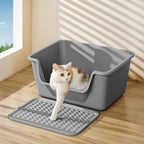 Open Top Cat Litter Box with Cat Litter Mat