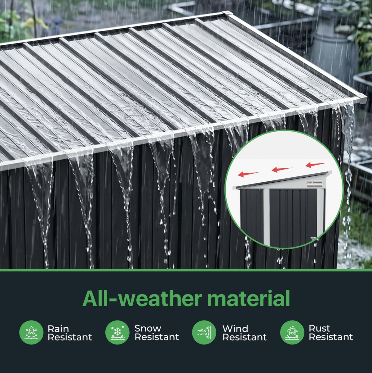 9 x 4 ft Metal Garden Storage Shed with Pent Roof