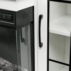 Electric Fireplace TV Stand with Glass Door Storage