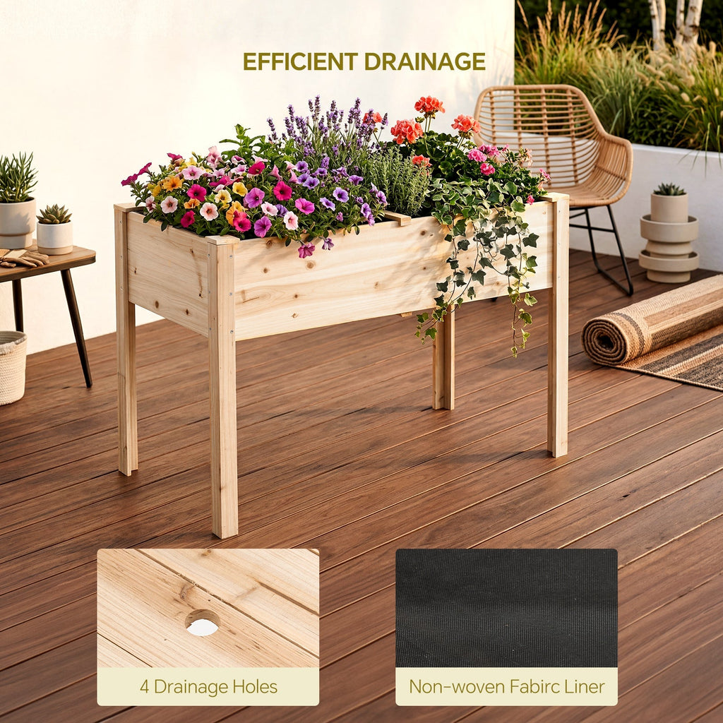 Elevated Rectangular Raised Garden Bed with Drainage Holes