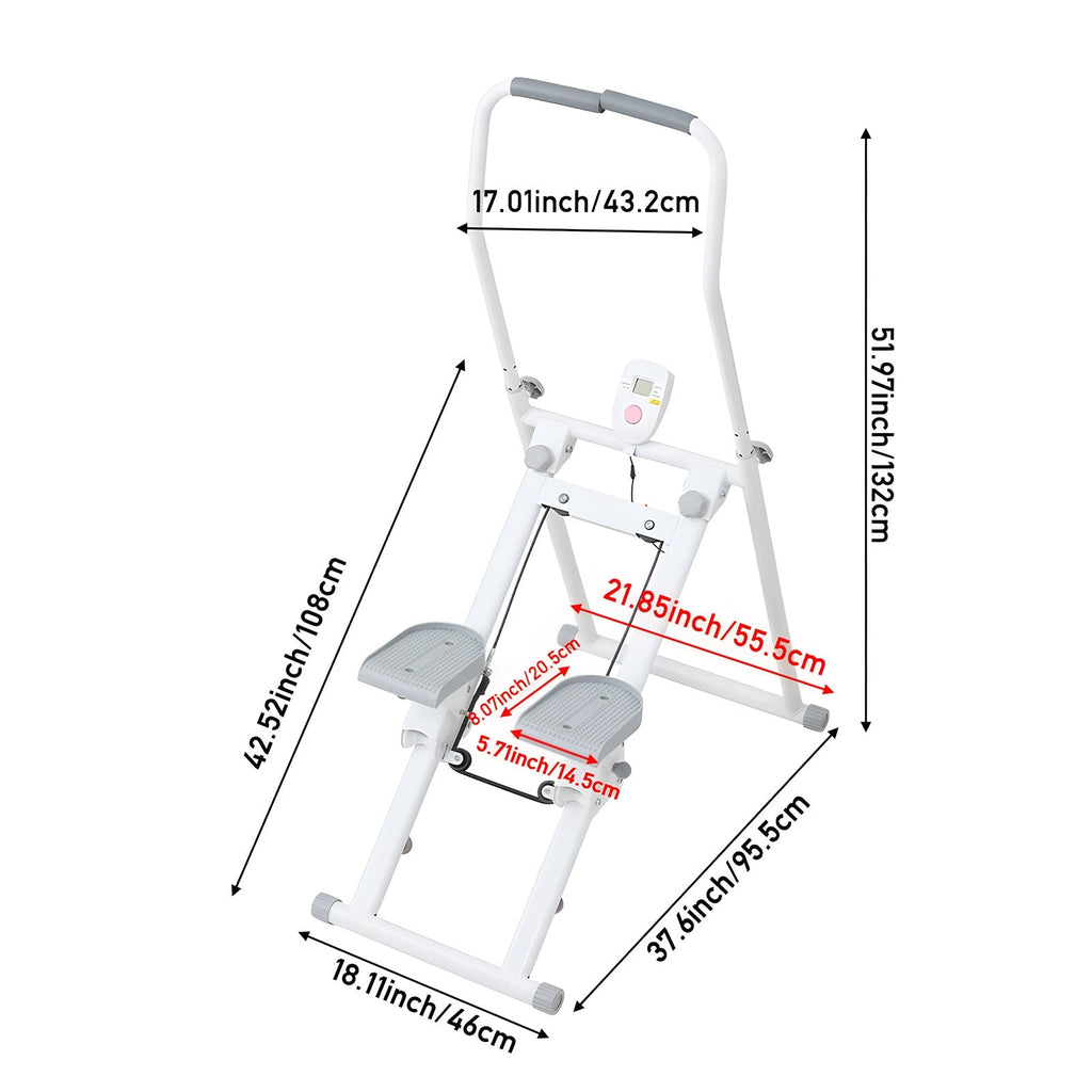 White‑Grey Step Climber Machine with Curved Grey Handrails
