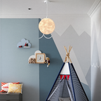 DEMOLIGHTS 3D printed moon pendant light hanging from ceiling, eco-friendly lunar globe chandelier for bedroom decor