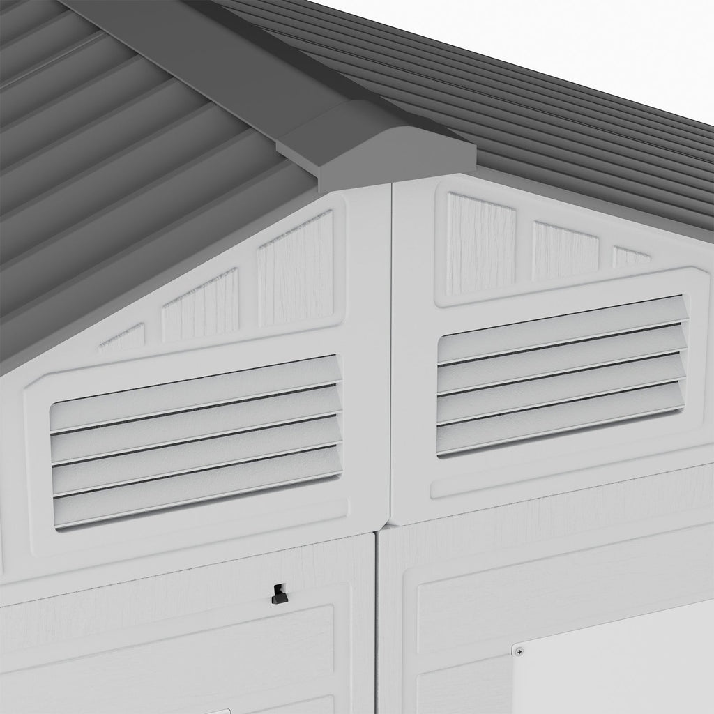 8 x 6 ft Plastic Garden Storage Shed with Apex Roof & Double Doors