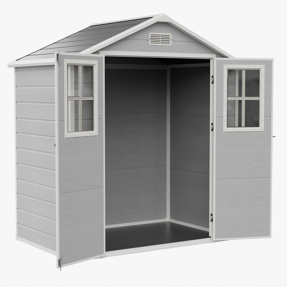 6 x 4 ft Plastic Garden Shed with Apex Roof & Lockable Double Doors