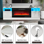 Recessed Electric Fireplace TV Stand with Closed Storage