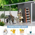 8 x 6 ft Metal Garden Storage Shed with Apex Roof & 4 ft Side Lean-to