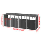 Black Metal Outdoor Garbage Bin Shed For 4 Trash Bin