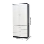 2-Door Wardrobe with 3 Drawers & Hanging Rail