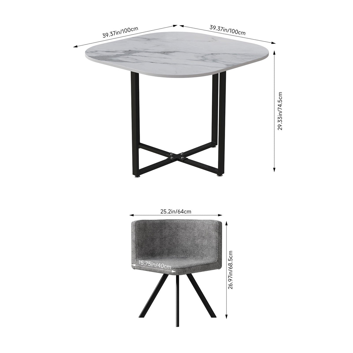 Dining Table Set with 4 Chairs