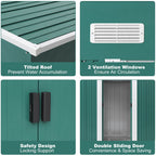 Metal Garden Storage Shed with Pent Roof & Base Frame