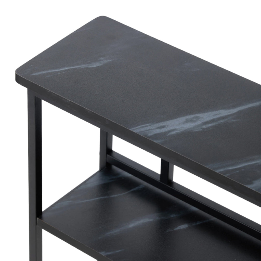 2-Tier Narrow Marble-Effect Console Table