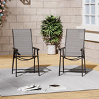 Metallic-Frame and Fabric Foldable Chairs Set of 2