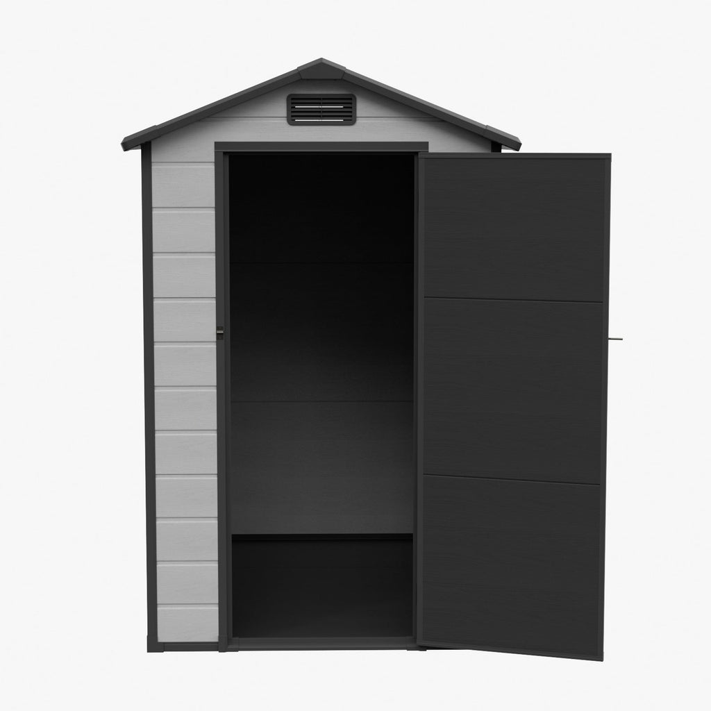 4 x 6 ft Plastic Garden Storage Shed with Apex Roof & Lockable Door