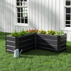 Charcoal Black Outdoor Metal L-Shaped Raised Garden Bed