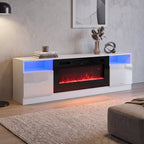 Recessed Electric Fireplace TV Stand with Closed Storage
