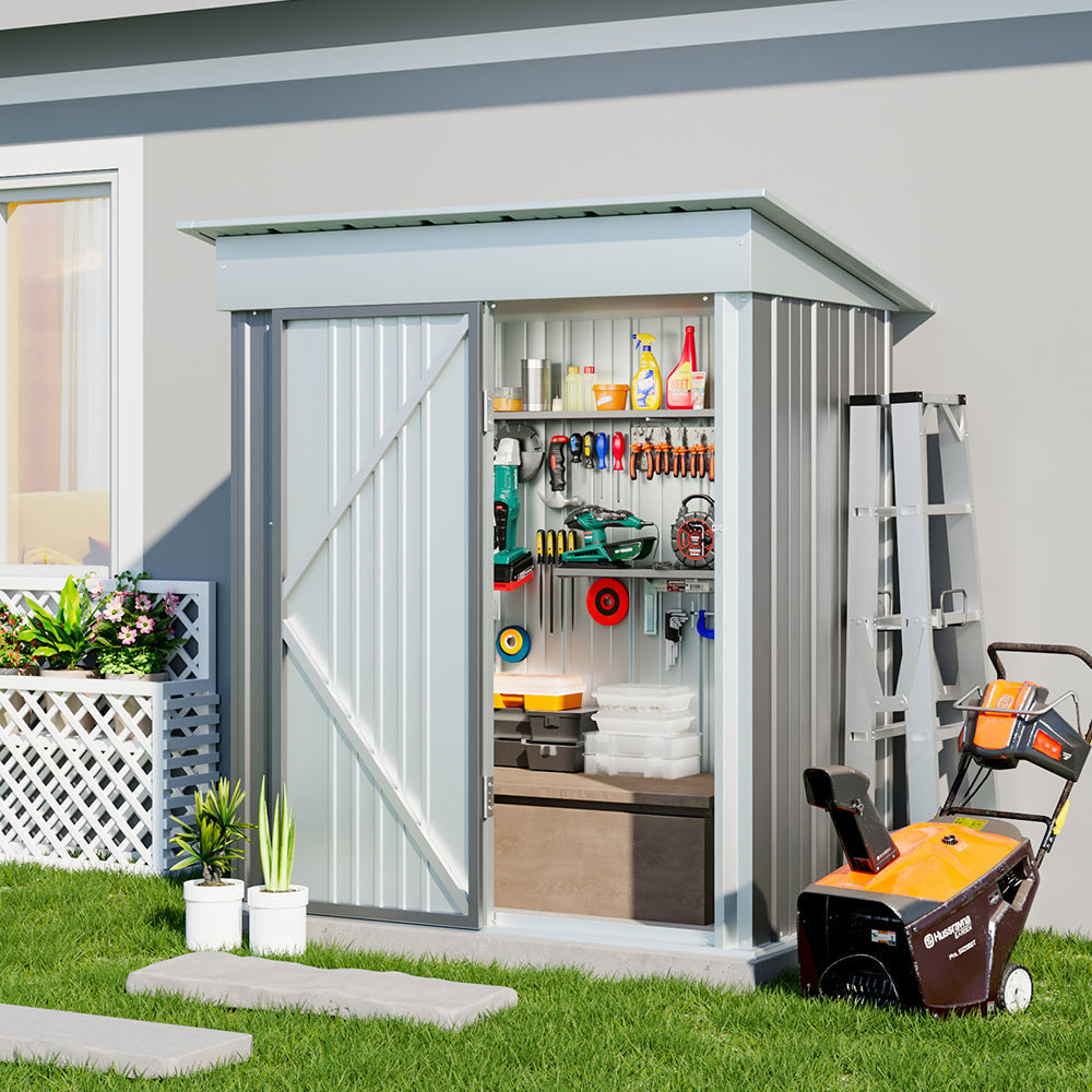 5 x 3 ft Metal Garden Storage Shed with Pent Roof & Lockable Door